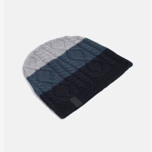 Unisex Navy Blue & Grey Solid Beanie