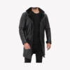 Black Shearling Leather Coat