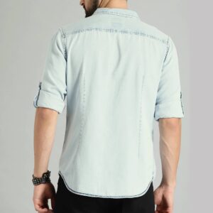 Regular Fit Faded Denim Casual Shirt